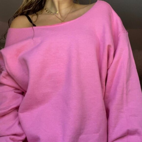 PINK Victoria's Secret Ivy Fleece Off-The-Shoulder Sweatshirt - Picture 10 of 15